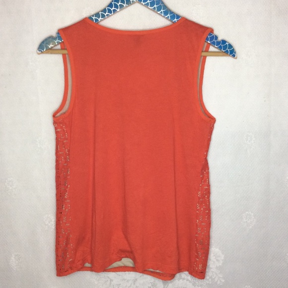 Ann Taylor Orange Lace Overlay Sleeveless Top S - Picture 3 of 6